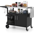 thumbnail image 1 of Chariot de Gril d'Extérieur avec Rangement, Chariot pour Four à Pizza en Acier Inoxydable, Table d'Appoint Pliable, Armoire de Rangement, 6 Crochets, Table de Gril BBQ d'Extérieur sur Roulettes pour Fête, Rassemblement à la Maison, Pique-Nique, 1 of 9