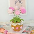thumbnail image 3 of Handmade Crochet Tulip Bouquet Potted Plants, Knitted Artificial Forever Flowers with Exquisite Pot,Gift to Friends Women Kids,Perfect for Home Decorations, Office Desk(Pink), 3 of 8