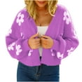 thumbnail image 2 of Voncos Cardigan Sweaters for Women Long Sleeve Knit Christmas Sweaters Floral Open Front Corrped Jacket Outerwear, 2 of 9