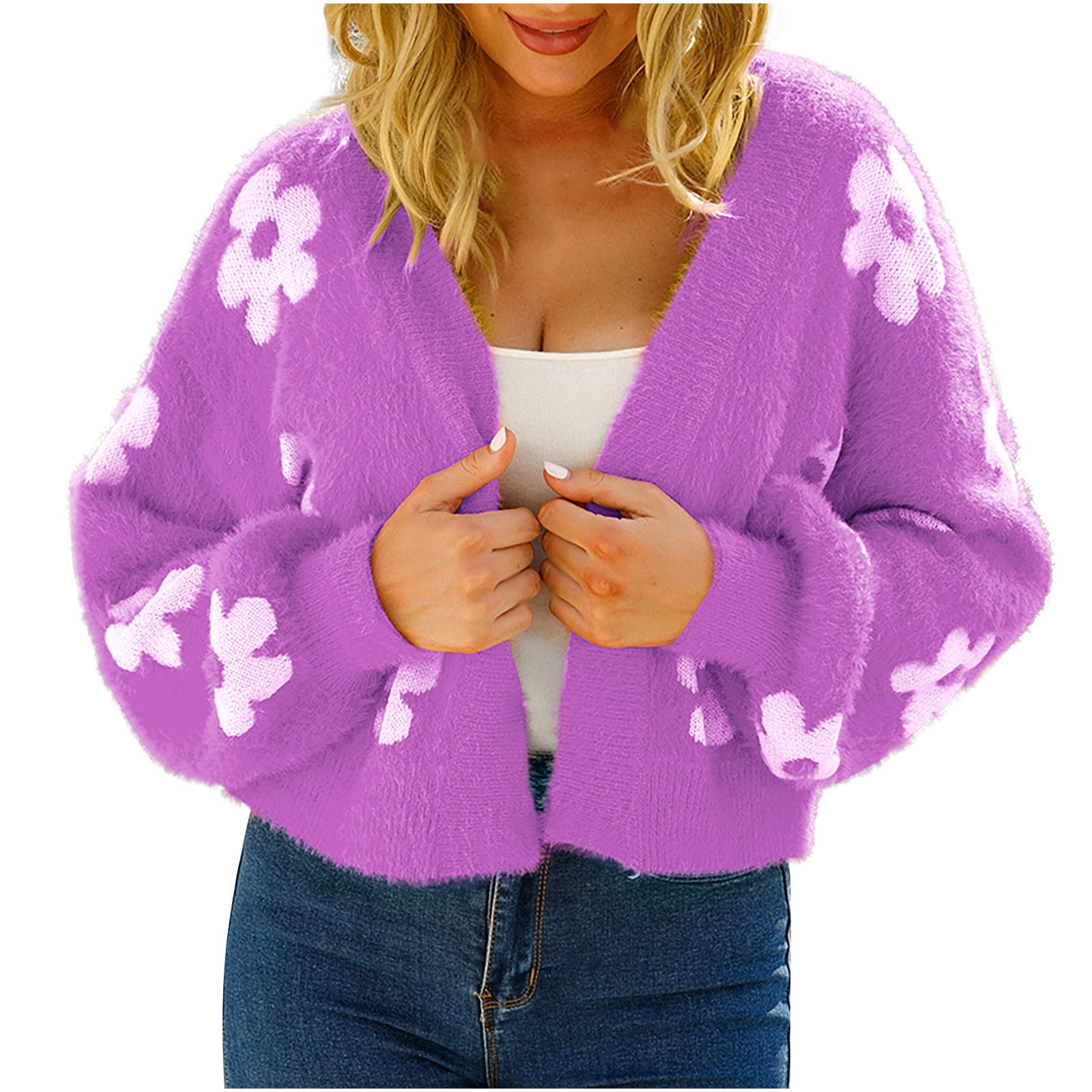 Purple sweater coat hotsell