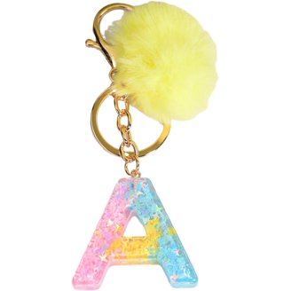 Fuqimanman2020 Shiny Initial Letter Keychain - Purple Butterfly & Star Bag Charm, Resin Jewelry Gift For Women