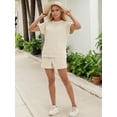 thumbnail image 2 of DARING DIVA Women's Summer 2 Pieces Outfits Short Sleeve Tops Shorts XL Khaki, 2 of 7
