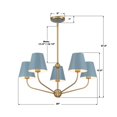 thumbnail image 6 of XAV-B9315-VG-BL Crystorama Lighting Xavier - 5 Light Chandelier-12.5 Inch Tall and 28 Inch Wide-Vibrant Gold/Blue Finish, 6 of 6