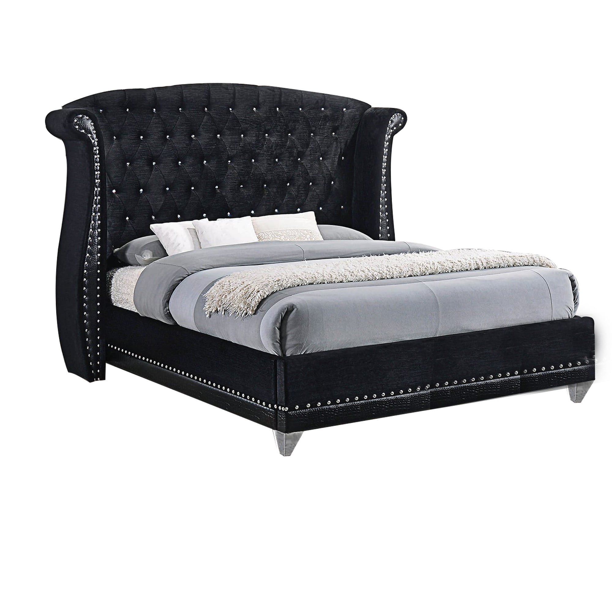 Details about   Nailbutton Wingback Headboard P/U ONLY! Charcoal 