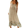 thumbnail image 3 of Vacances d'Été Femmes Bretelles Floral Fleur Longue Boho Robe Casual Dames Plage Maxi Robe Robe de Soleil, 3 of 9