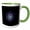 Green/White, variant on 3drose, Turquoise Purple on Black Object Abstract Fractal Light Art, 15oz Two-tone Blue Mug