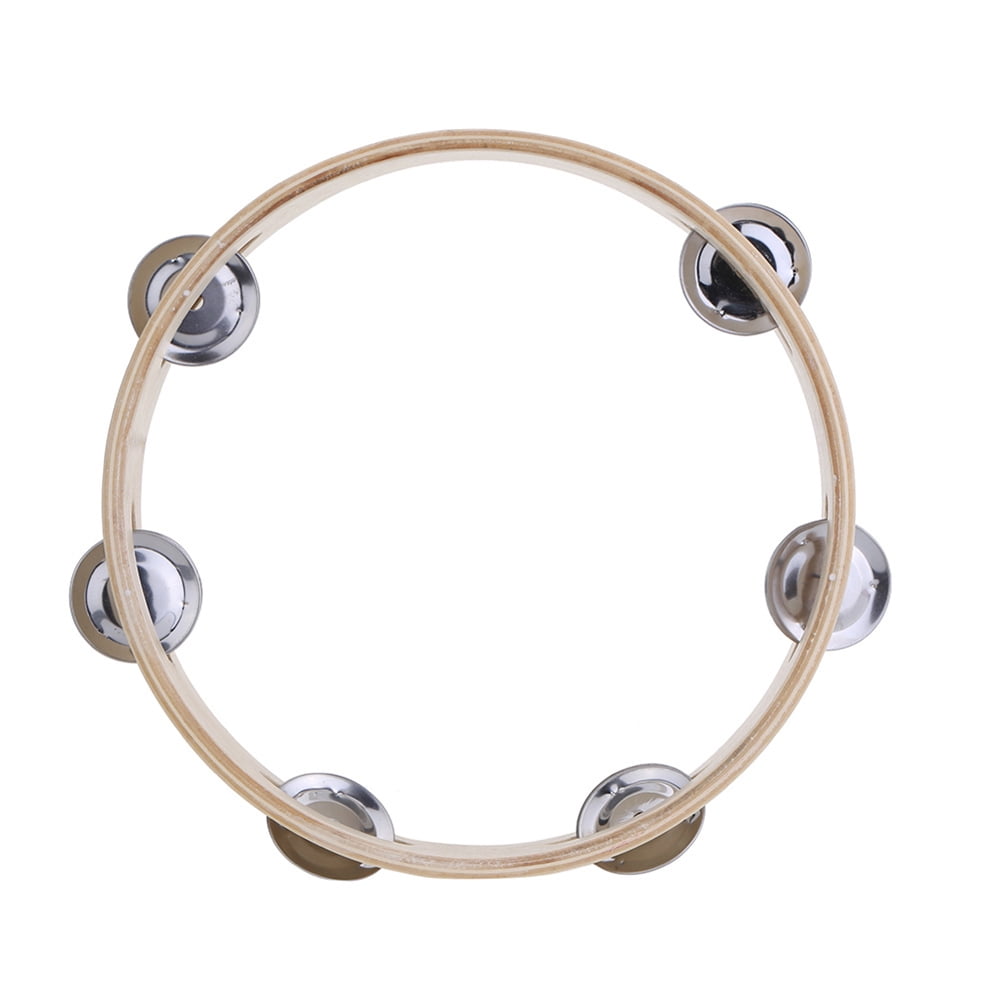 AYYUFE 8inch Kids Wooden Headless Tambourine Bell Metal Single Row Musical Instrument
