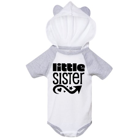 

Inktastic Little Sister- arrow stars hearts Gift Baby Girl Bodysuit