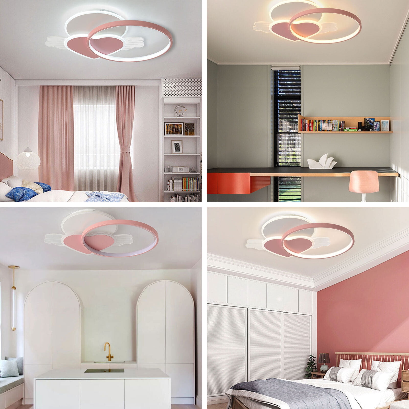 Miumaeov Ceiling Light Modern Flush Mount Ceiling Chandelier with Remote Control Love Heart Design Acrylic Shade Ceiling Lamp Fixture for Kids Room