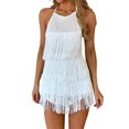 thumbnail image 1 of Body Ajustado Fringe Bodycon Body Cuello redondo Overol Playsuit Clubwear Suit (Blanco L) Cgtredaw Para estrenar, 1 of 1