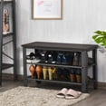 thumbnail image 3 of CRXX 3-Tier Shoe Bench, Industrial Shoe Rack with 2 Mesh Storage Shelves for Entryway, Hallway, Bathroom or Living Room, Shoe Organizer (Gray), 3 of 9