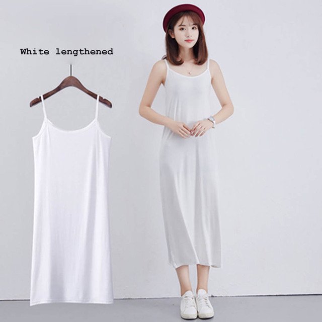 2024 Femmes Femme Robe d'Été Bas en modal Jupe à Bretelles Jupon pour Femmes Longueur Moyenne Ample Sans Manches Robe Débardeur Robes QZX