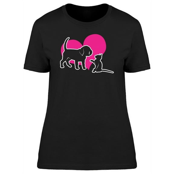 Puppy And Cat Silhouettes Tee Women's -Image by Shutterstock