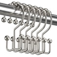 thumbnail image 2 of Ganchos para cortina de ducha, ganchos de ducha de doble deslizamiento de metal resistente al óxido para cortinas de barras de ducha de baño, juego de 12 ganchos - níquel mate, 2 of 5
