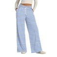 thumbnail image 6 of Endives Women's Wide Leg Pants Stripes Print Fashion Casual Sport Pants Lounge Pants, 6 of 6