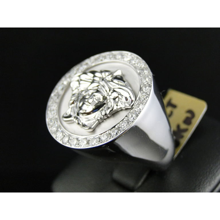 関送込 MEDUSA クリスタルリング Custom Medusa Head Diamond Ring with 2.0 Ct Diamonds