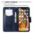 thumbnail image 6 of Allytech iPhone XS Max Case (6.5"), Slim Fit PU Leather Folio Butterfly Embossed Shockproof Wrist Hand Strap Flip Cards Holder Wallet Case TPU Back Cover for Apple iPhone XS Max, Blue, 6 of 8