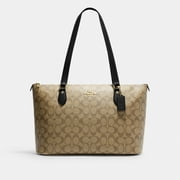 Coach Gallery Tote In Signature Canvas in Khaki Black