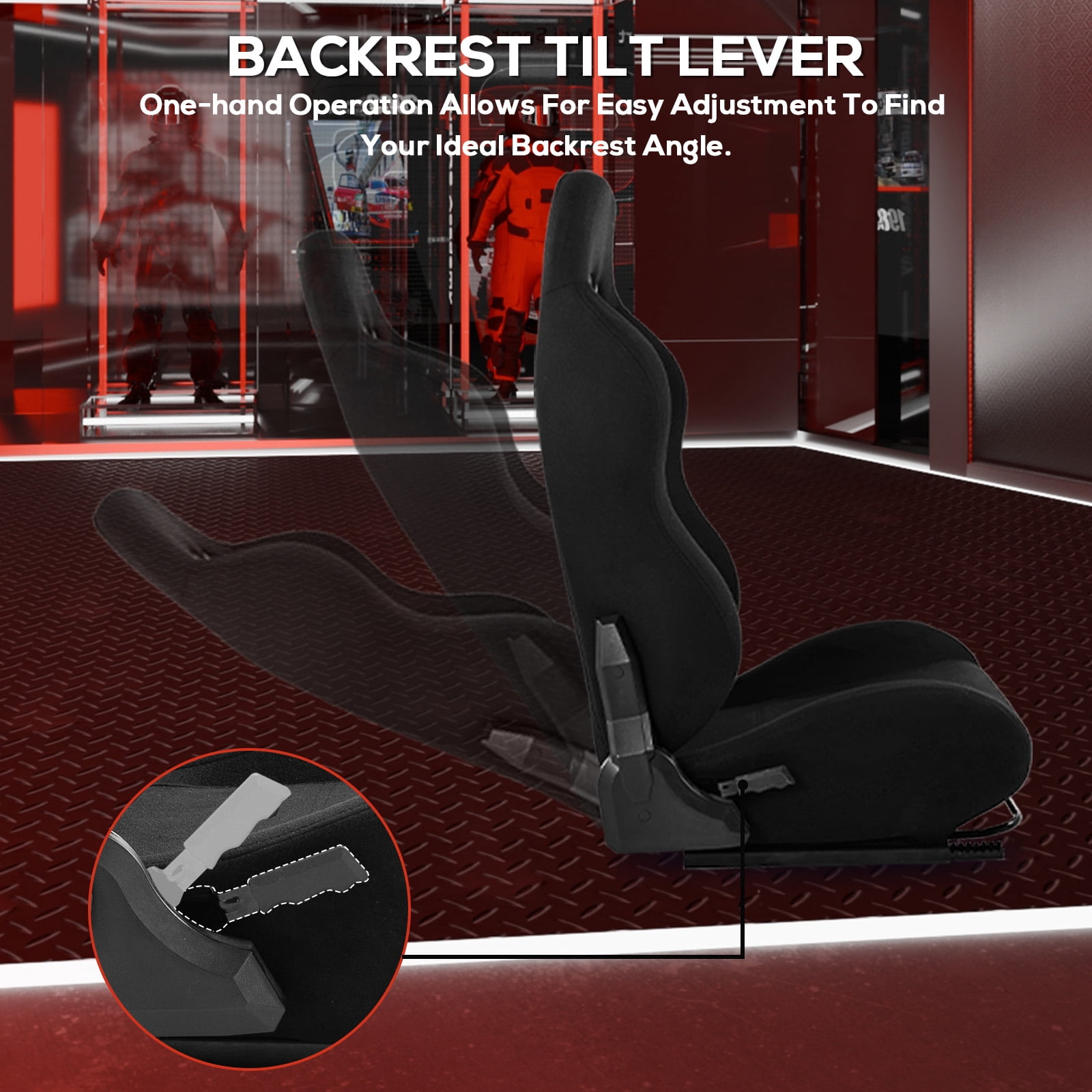 Supllueer Adjustable Gaming Racing Black Seat with Double Locking Slides Fit Most Racing Simulator Cockpit Wheel Stands