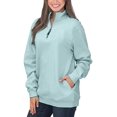 thumbnail image 1 of Chandails en Molleton à Manches Longues pour Femmes Col Quart 1/4 Zip Pull Décontracté Uni avec Poches (S-2TG), 1 of 6