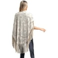 thumbnail image 4 of dPois Women's Faux Suede Cut Out Triangle Stoles Cape Kimono Long Cardigan Shrug Scarf With Tassel Ivory One Size, 4 of 7