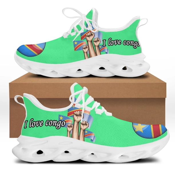 Zapatillas deportivas gruesas y transpirables de verano para hombre, para todas las estaciones, con diseño de la bandera del Congo, suela gruesa patriótica, calzado que aumenta la altura.