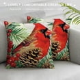 thumbnail image 3 of Awypu Animal Throw Pillow Covers Cardinal Sparrow Robin Bird with Mistletoe Holly Plant Pine Cone Decorative Home Sofa Pillow Cases Cushion Cover 12x12in, 3 of 5