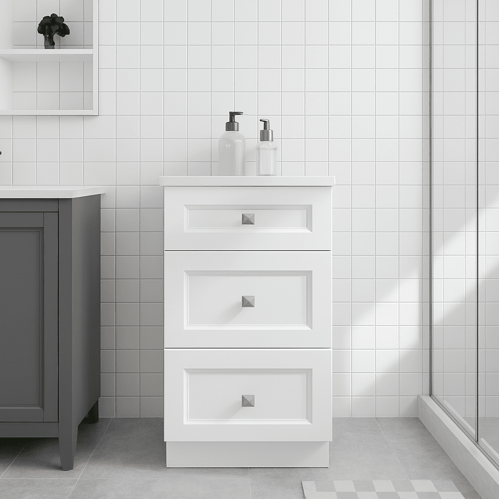 3 Drawers Bathroom Vanity Base, Bathroom Drawer Storage RTA Shaker Cabinet, White Shaker, 12 inch