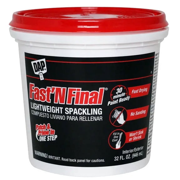 Dap Fast'n Final Lightweight Wall Fillers Spackling Quart 7079812142