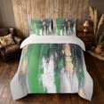 thumbnail image 3 of Manfei Abstract Brushstroke Queen Bedding, Green Black Gold Ombre Bedding Comforter Set Queen, Gray Reversible 7 Pieces, 3 of 6