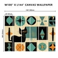 thumbnail image 3 of Peel and Stick Canvas Wallpaper Wall Mural Mid Century Style Black Cat Modern Abstract Geometric Vintage Colorful Wall Art Self Adhesive and Removable 100in x 144in, 3 of 8