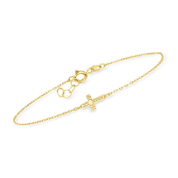 Ross-Simons Italian 10kt Yellow Gold Sideways Cross Bracelet, Women's, Adult