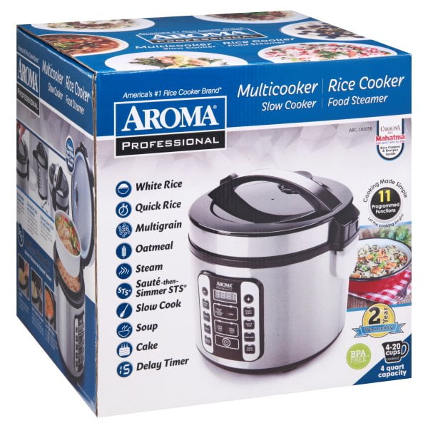 AROMA 20Cup Rice Cooker and Steamer Black/Stainless Steel