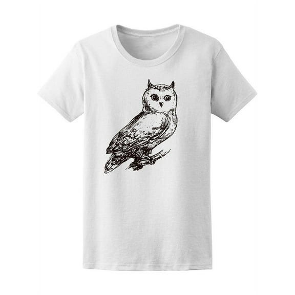 Cool Vintage Owl Sketch T-Shirt Women -Image by Shutterstock, Female Medium