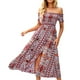 thumbnail image 2 of Vestido Bohemio Ticfox Largo con Hombros Descubiertos para Mujer Estampado Floral, 2 of 6