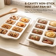 thumbnail image 4 of Kikcoin 2-Piece Mini Loaf Pans, 8-Cavity Non-Stick Baking Bread Molds, Oven Safe  Bakeware for Cake & Pastry Making, Beige, 4 of 10