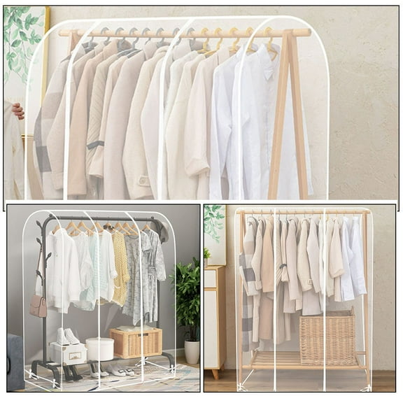 WASHWEPE 1Pcs PVC Plastic Clothing Protector Cover for Clothes Rack 59.1x23.6x19.7in