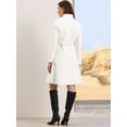 thumbnail image 3 of DARING DIVA Women's Stand Collar Belted Single Breasted Trench Pea Coat S White, 3 of 6