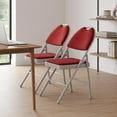 thumbnail image 3 of Twister.CK Folding Chairs 2 Pack, Metal Foldable Chair with Cushion and Non-Slip Feet Pads, Linen Party Chairs, for Meeting Room, Dining Room, Dark Red, 3 of 7