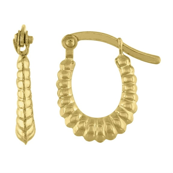 Auriga 14k Gold Polished Scalloped Shrimp 15mm Huggie Hoop Earrings For Women