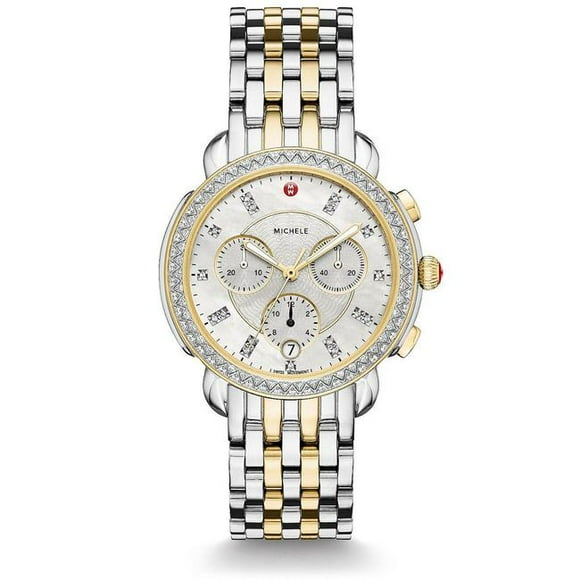 Michele Silver Gold Diamond Diamond Dial Two Tone Mww30a000005 Ladies Watch