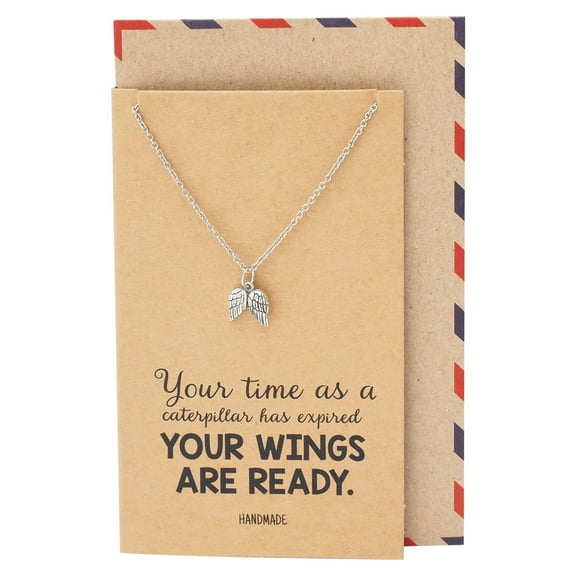 Quan Jewelry Angel Wings Necklace, Perfect Graduation Gifts with Inspirational, Believe in Yourself Quote