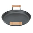 thumbnail image 2 of BBQ Grill Pan with Dual Wooden Handles Round Cast Iron Steak Frying Meat Roasting Skillets for Barbecue Gatherings 33cm/12.99in, 2 of 5