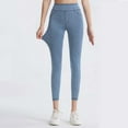 thumbnail image 6 of High Waisted Stretch Double Pocket Yoga Casual Pants - Faux Denim Fitness Pants, 6 of 6