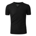 thumbnail image 4 of USNSM Men's Muscle V Neck Shirts Slim Fit Short Sleeve Cotton Golf T-Shirts Solid Color Casual Fashion Ribbed Knit Soft Tees Black L, 4 of 6