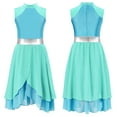 thumbnail image 3 of Aislor Kids Girls Color Patchwork Lyrical Praise Dance Dress Liturgical Worship Age 6-16 Mint Green&Blue 10, 3 of 7