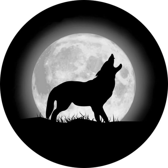 Tire Cover Central Wolf Howling at Moon (Select Size/Camera in Menu) 255/70R18