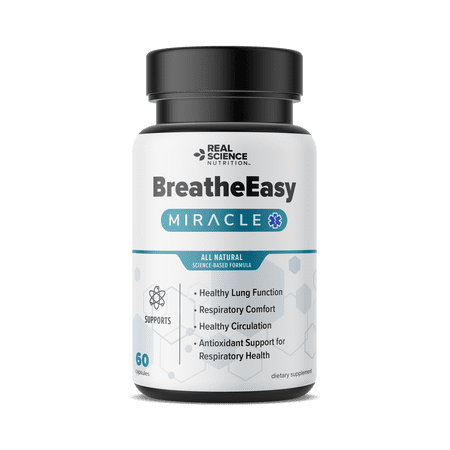 Real Science Nutrition BreatheEasy Miracle Natural Dietary Supplement for Lung Health, Respiratory Comfort, and Oxygen Circulation, 60 Capsules