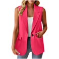 thumbnail image 2 of TODOZO Summer Blazers for Women Lightweight Womens Blazer Summer Blouses for Women 2025 Women's Sleeveless Coat Solid Color Cardigan Suit Casual Lapel Cardigan Jacket with Pockets Hot Pink 3Xl, 2 of 6