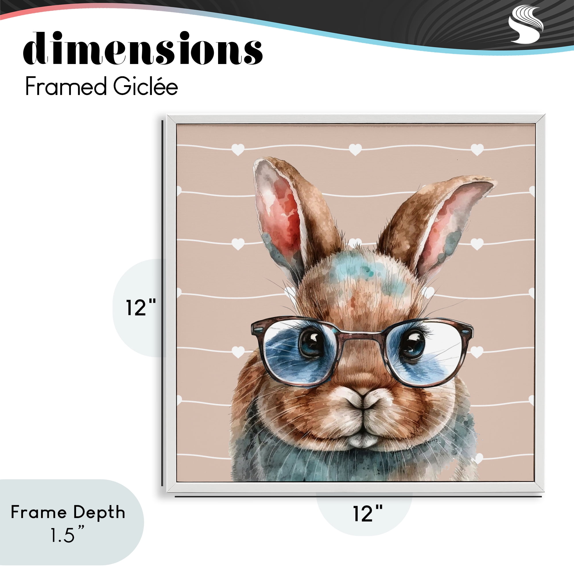 Stupell Industries Buster Rabbit with Specs White Framed Giclee Art, design by Yvonne Coleman Burney